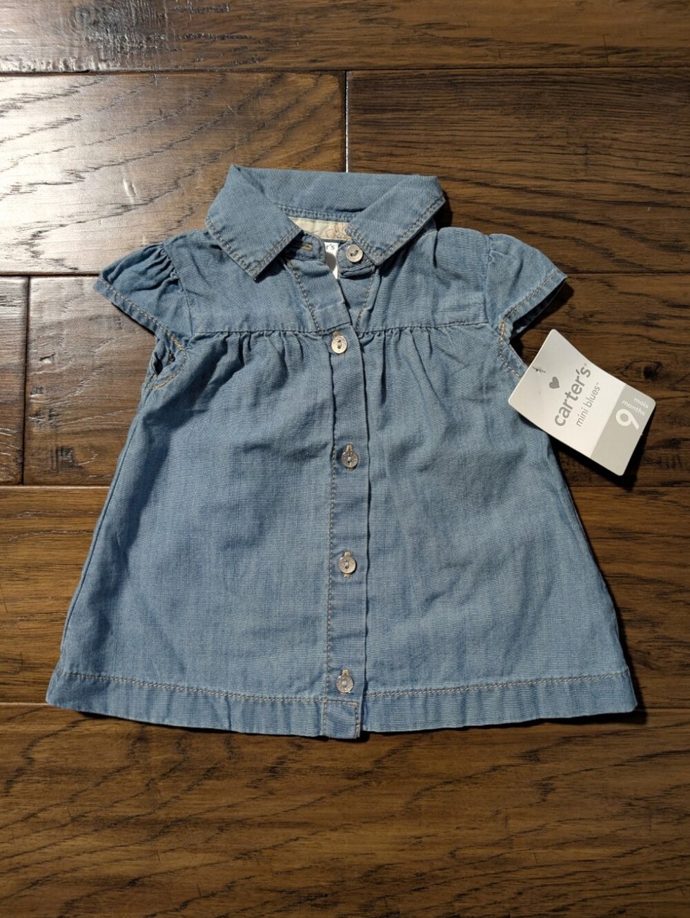 New Carter's denim chambray shirt size 9 months